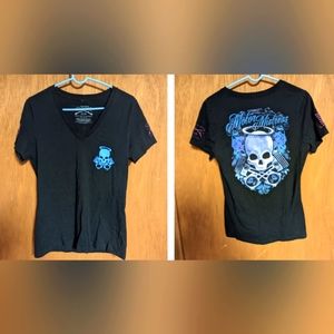 Women's Grunt Style "Motorcycle Mistress" V-neck T-shirt